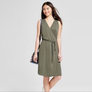 a new day Olive Green Wrap V Neck Dress Size 4X